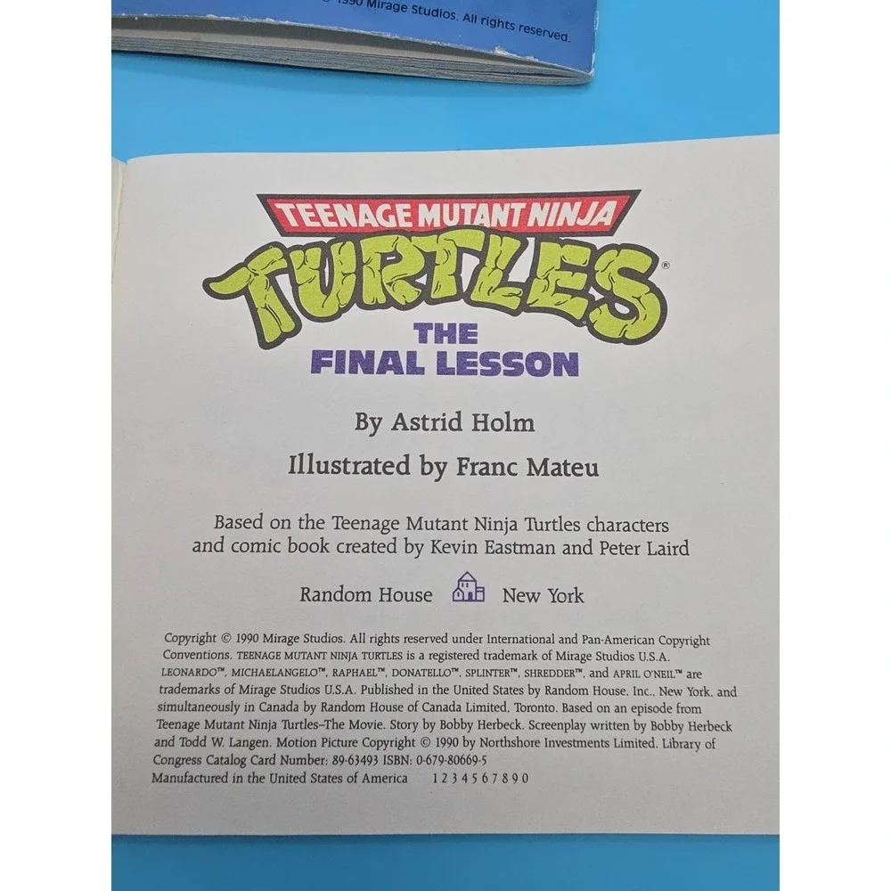 TMNT Teenage Mutant Ninja Turtles Books The First Battle & The Final Lesson 1990